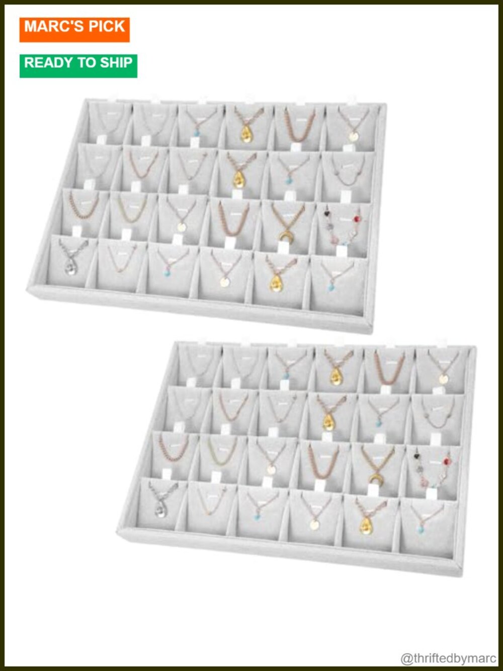 2PC Stackable Jewelry Tray Organizer Removable Dividers Velvet Display Box
